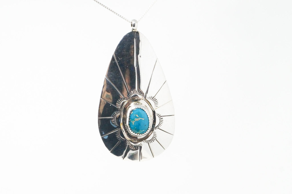 Vtg Native American Eddie Chee Turquoise Sterling Silver Necklace Pendant | Jewelry > Necklaces > Pendants | Wiccan Center