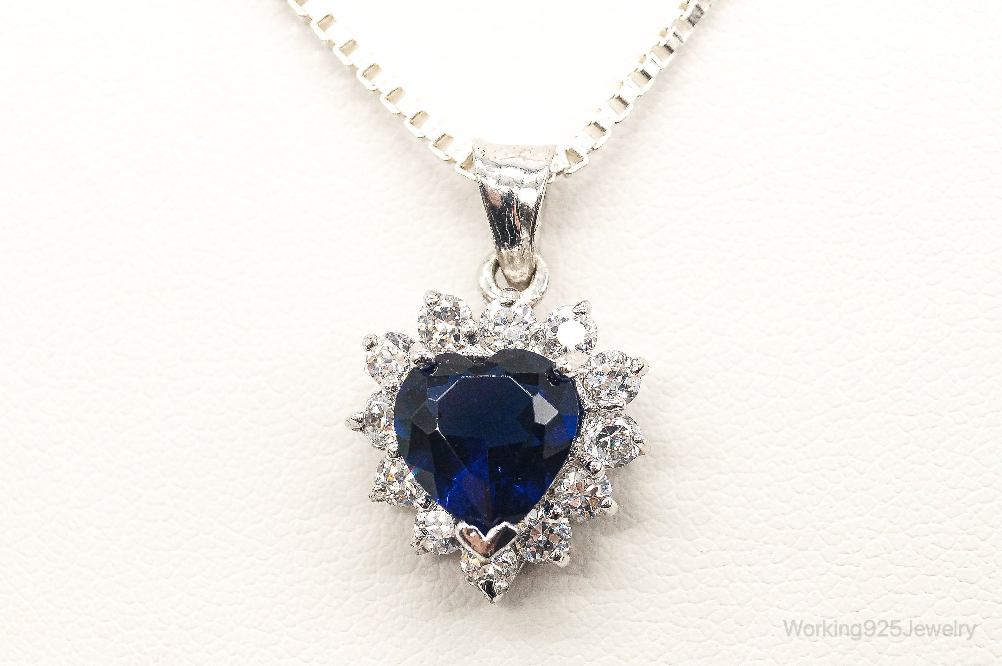 Blue Lab Sapphire Cubic Zirconia Heart Sterling Silver Necklace | Jewelry > Necklaces > Pendants | Wiccan Center