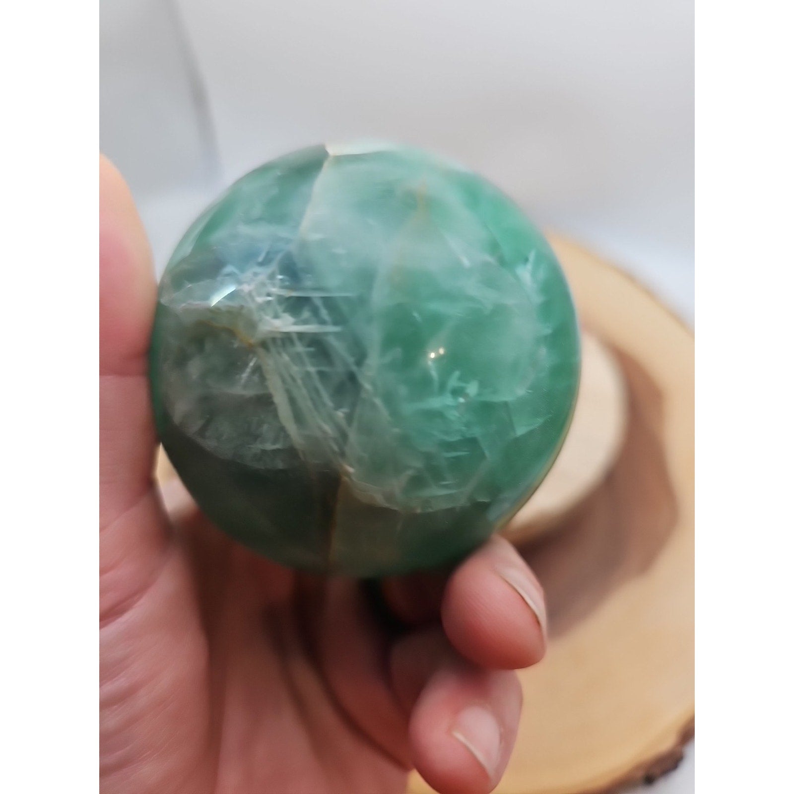 1.59lb Natural Rainbow Fluorite Quartz Crystal Sphere Ball Polished | Crystal Spheres & Eggs | Wiccan Center