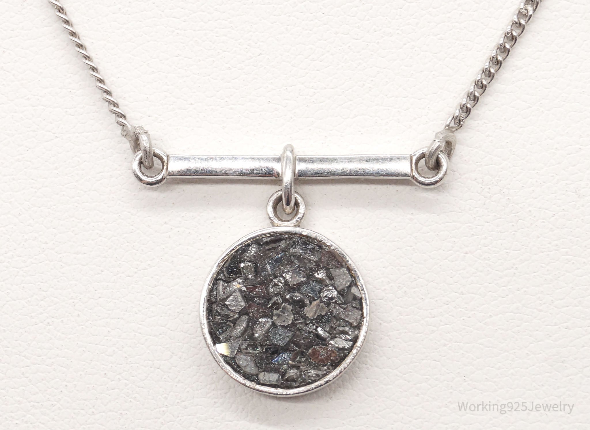 Vintage Druzy Quartz Modernist Sterling Silver Chain Necklace | Jewelry > Necklaces > Pendants | Wiccan Center