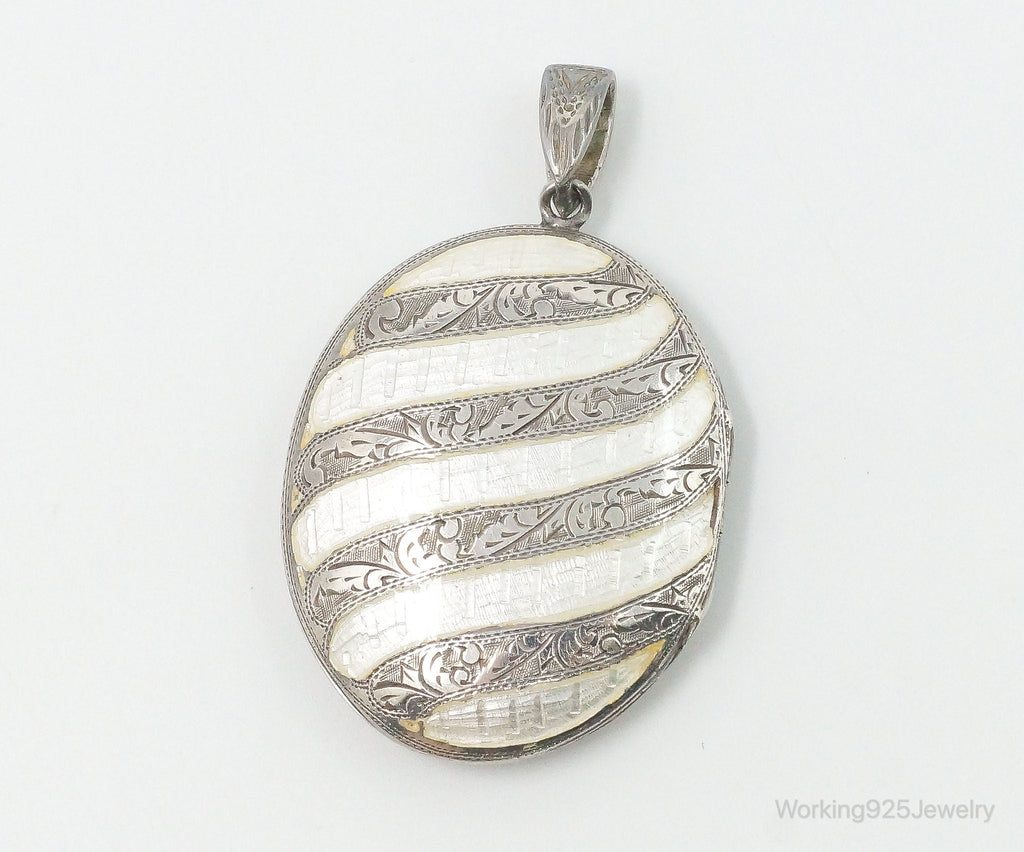 Vintage Siam White Enamel Sterling Silver Locket Pendant | Jewelry > Necklaces > Pendants | Wiccan Center