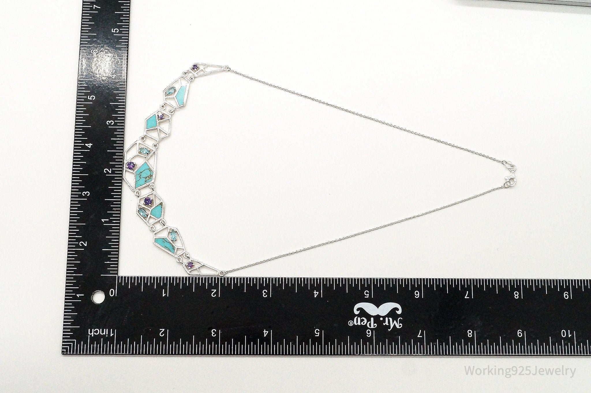 Amethyst Blue Topaz Turquoise Modernist Sterling Silver Necklace | Jewelry > Necklaces > Pendants | Wiccan Center
