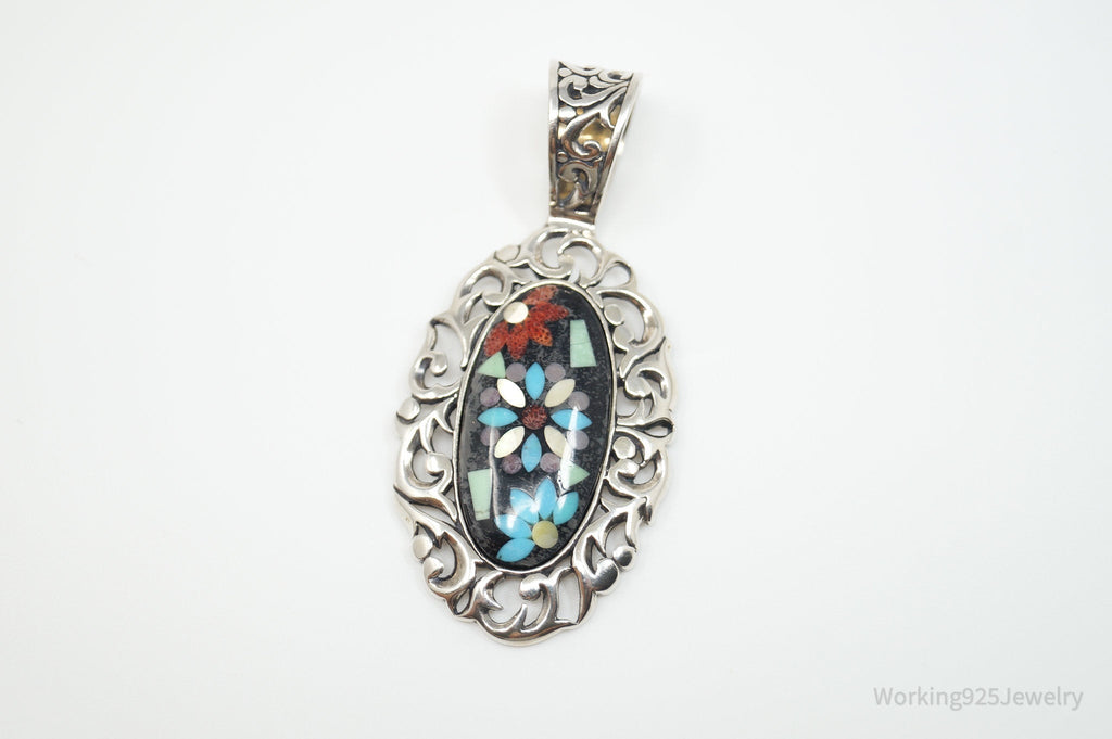 Vintage Carolyn Pollack Relios Multi Gem Flower Sterling Silver Pendant | Jewelry > Necklaces > Pendants | Wiccan Center