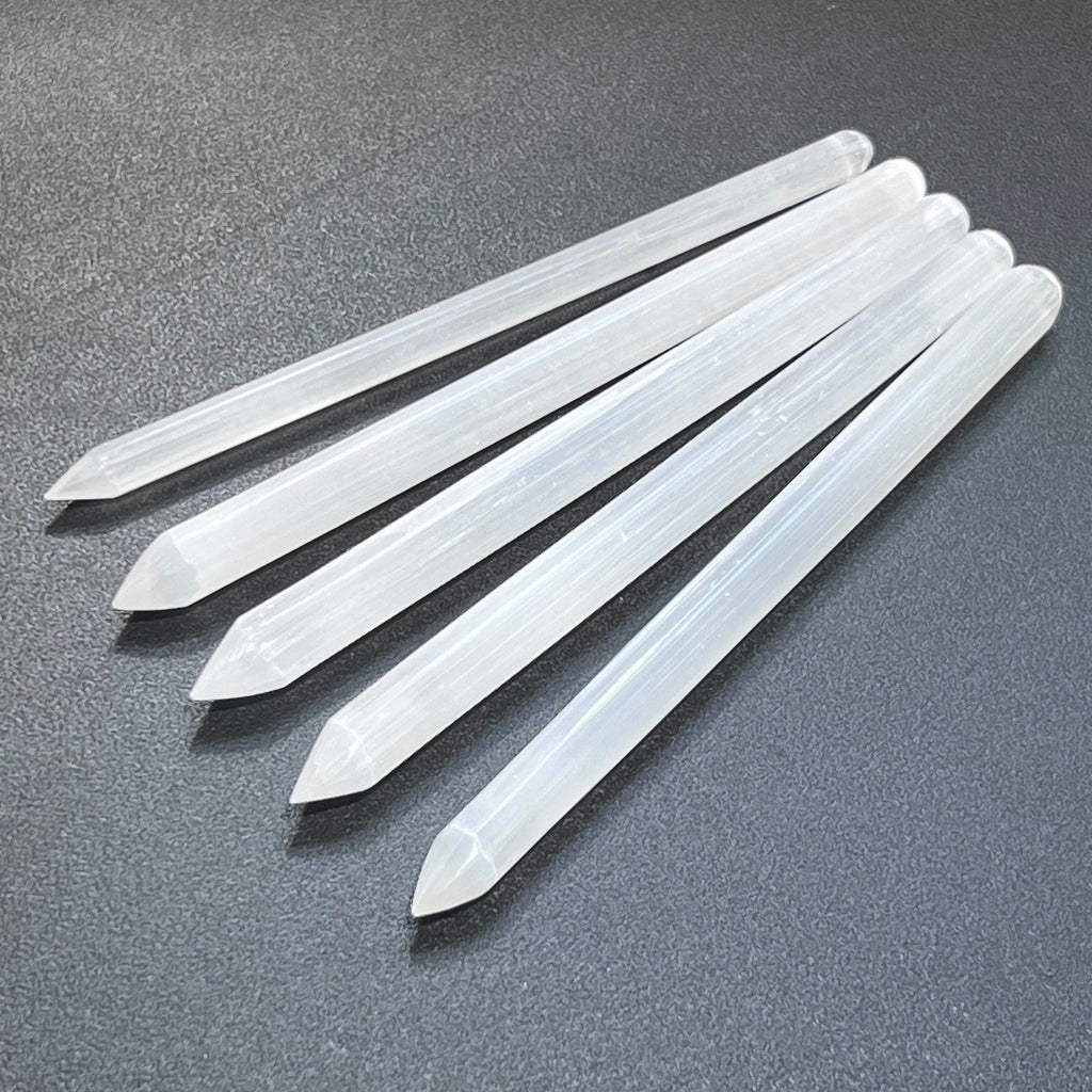 Selenite Crystal Wand Point Thin Pencil Shaped Crystal Carving | Home & Living > Spirituality & Religion > Prayer Beads & Charms > Metaphysical Crystals | Wiccan Center