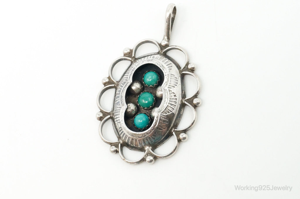 Vintage Native American Unsigned Turquoise Sterling Silver Pendant | Jewelry > Necklaces > Pendants | Wiccan Center