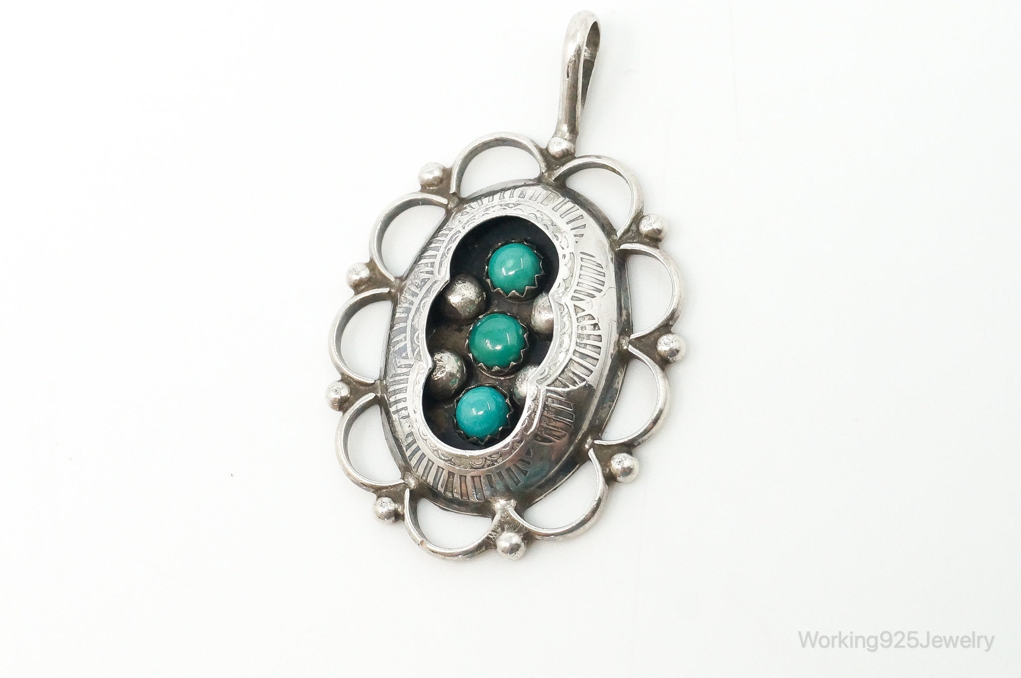 Vintage Native American Unsigned Turquoise Sterling Silver Pendant | Jewelry > Necklaces > Pendants | Wiccan Center