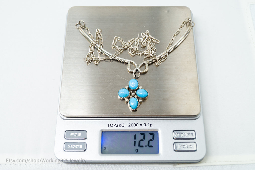 Vintage Native American Handmade KC Signed Turquoise Sterling Silver Necklace | Jewelry > Necklaces > Pendants | Wiccan Center