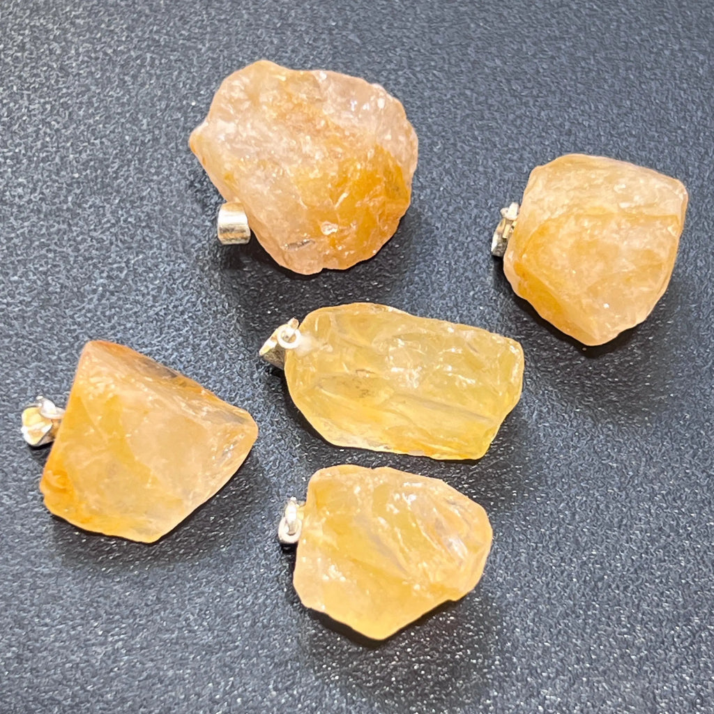 Raw Golden Healer Quartz Crystal Small Petite Pendant (Silver Plated Bail) Rough Jewelry Supply Necklace Charm | Jewelry > Necklaces > Crystal Necklaces | Wiccan Center
