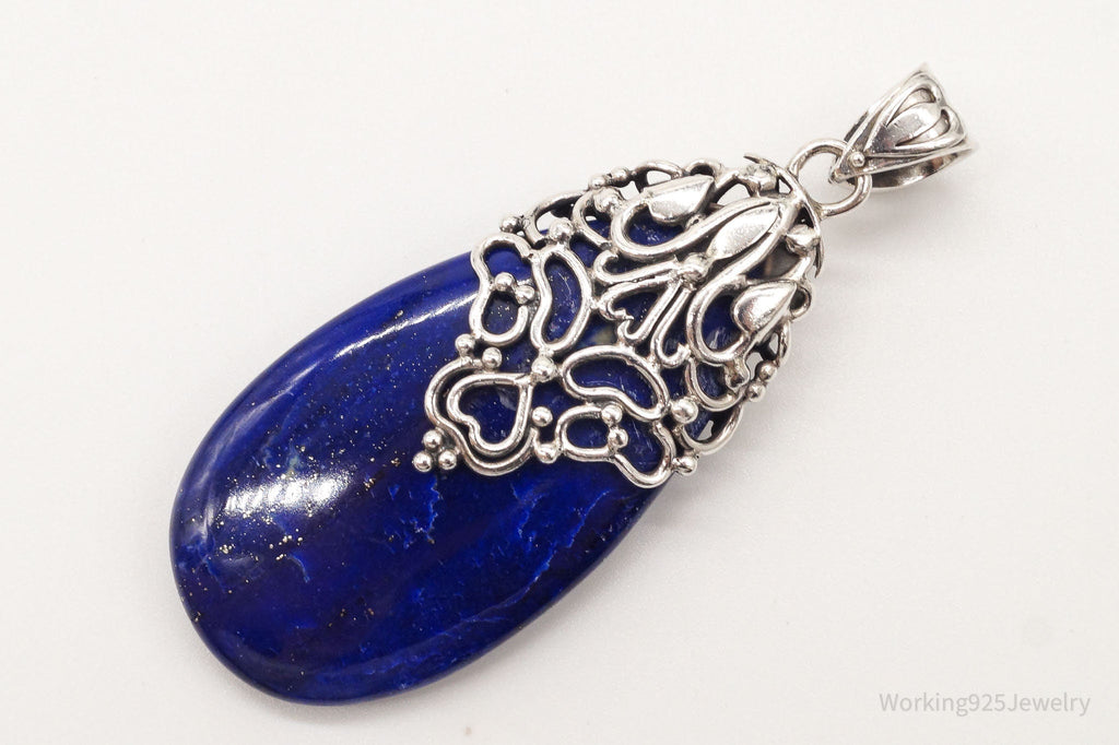 Large India Designer Doug Paulus Lapis Lazuli Ornate Sterling Silver Pendant | Jewelry > Necklaces > Pendants | Wiccan Center