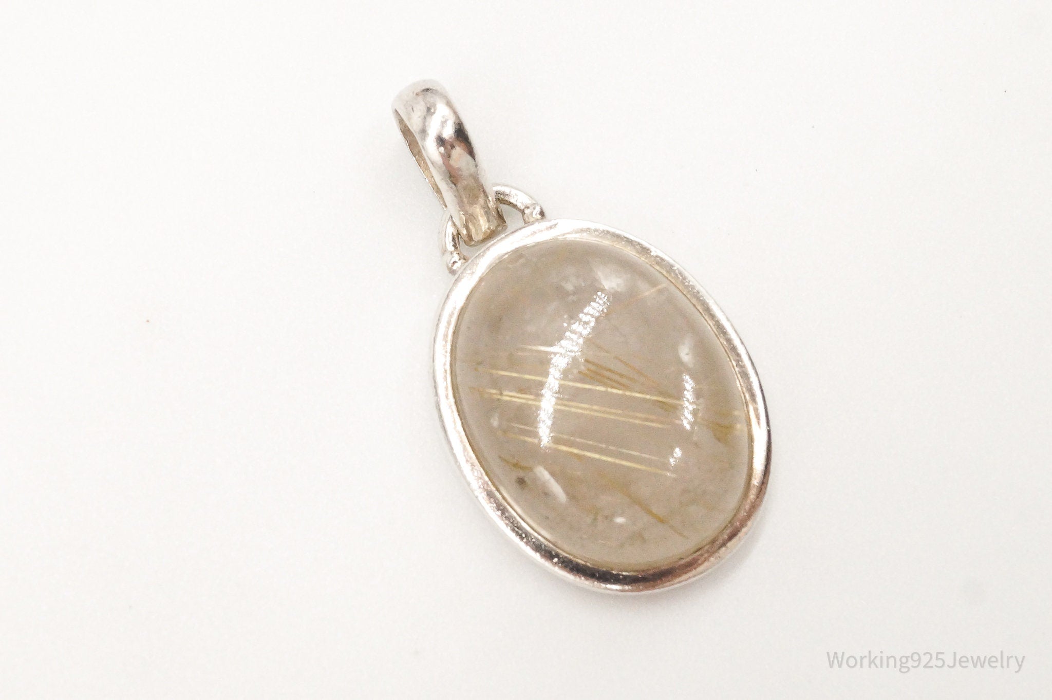 Vintage Designer SJ Rutilated Quartz Sterling Silver Pendant | Jewelry > Necklaces > Pendants | Wiccan Center