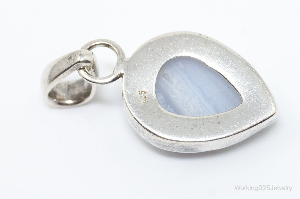 Vintage Blue Lace Agate Moon Face Sterling Silver Pendant | Jewelry > Necklaces > Pendants | Wiccan Center