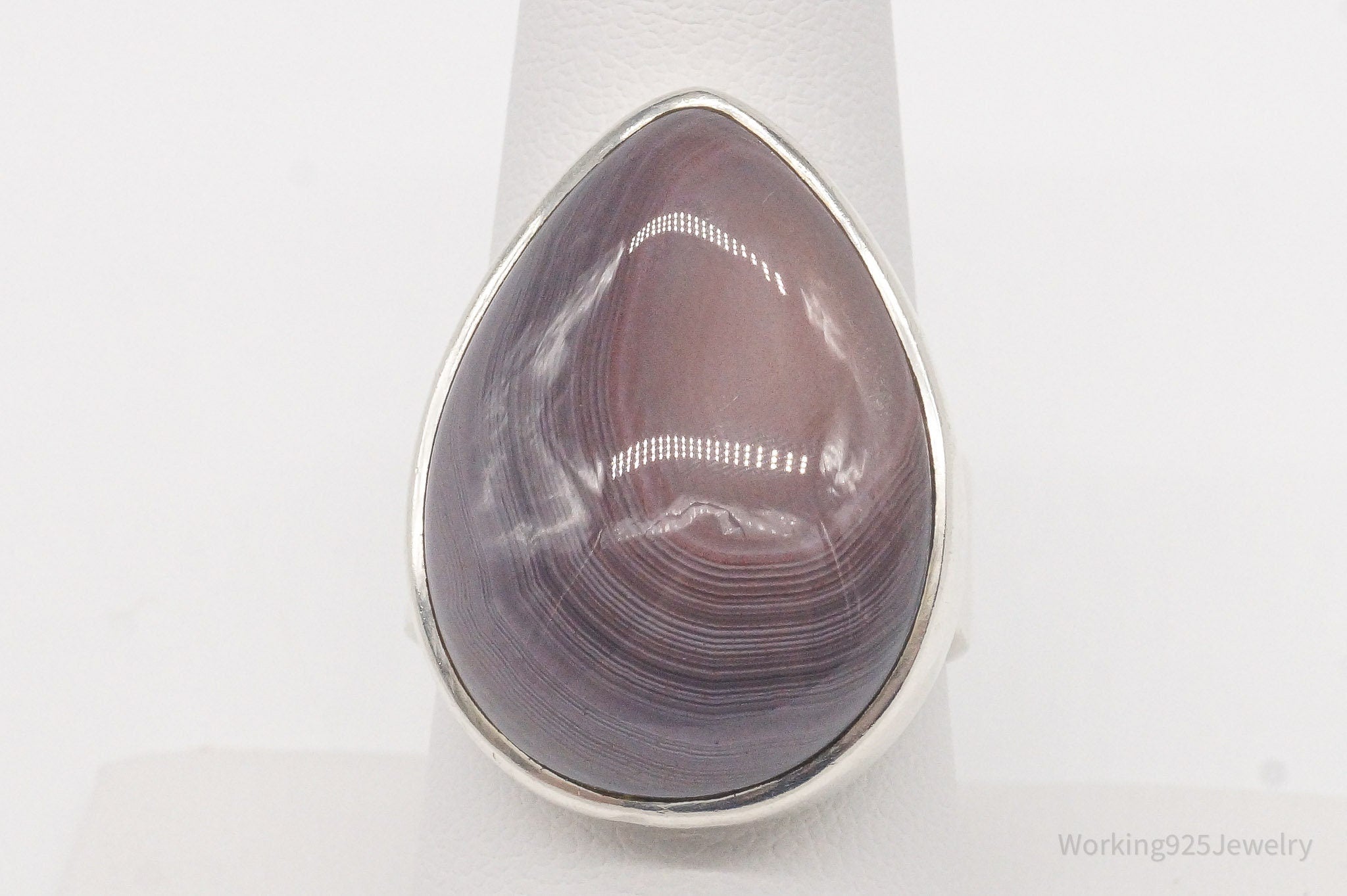 Vintage Lace Agate Sterling Silver Ring - Size 8.5 Adjustable | Jewelry > Rings | Wiccan Center