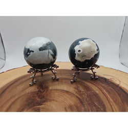 1 Pair Moss Tree Agate Sphere W/Stand 52mm .93lb | Crystal Spheres & Eggs | Wiccan Center