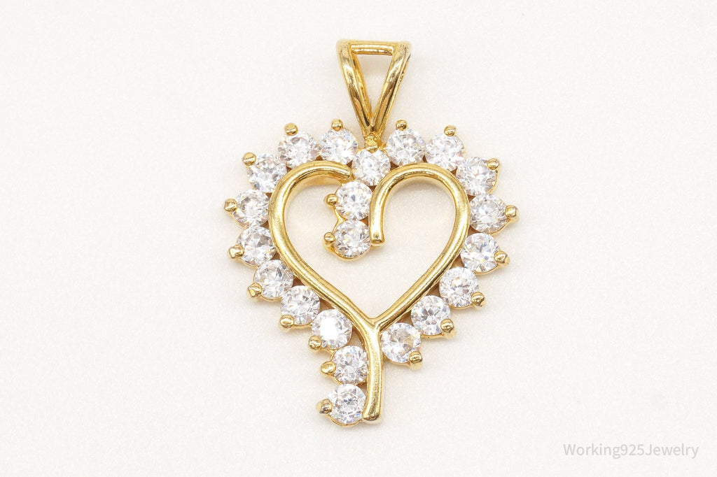 Vintage Cubic Zirconia Gold Vermeil Sterling Silver Heart Pendant | Jewelry > Necklaces > Pendants | Wiccan Center