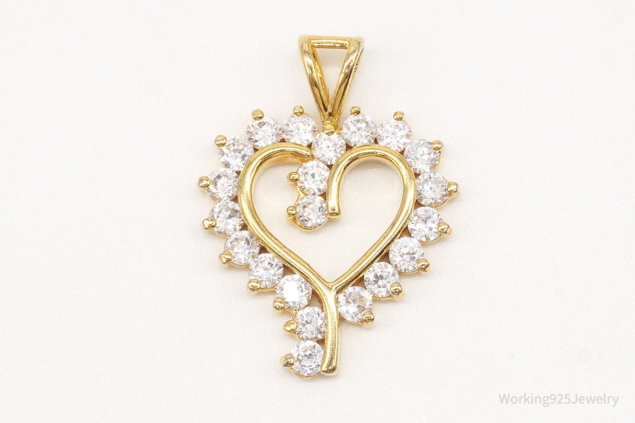 Vintage Cubic Zirconia Gold Vermeil Sterling Silver Heart Pendant | Jewelry > Necklaces > Pendants | Wiccan Center