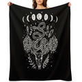 Moon Phases, Snakes, And Crystals Witchy Design Lightweight Throw Blanket