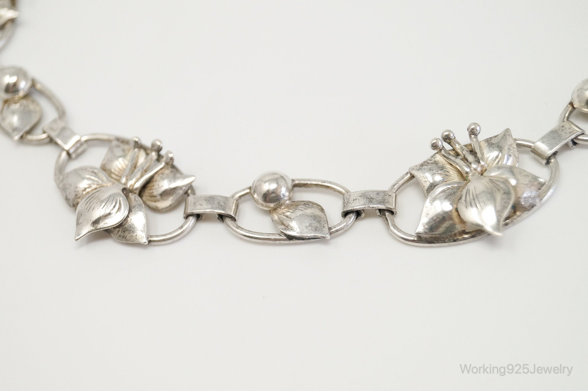 Lang Antiques Floral Link Sterling Silver Necklace | Jewelry > Necklaces > Pendants | Wiccan Center