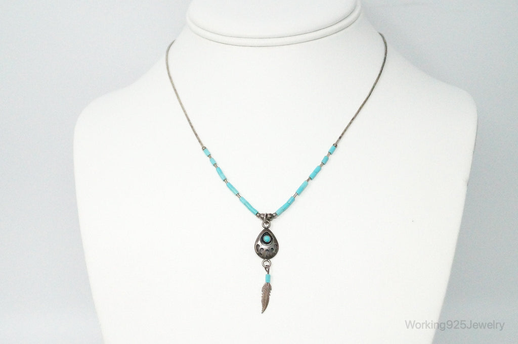 Vintage Native American Turquoise Bear Paw Sterling Silver Bead Necklace | Jewelry > Necklaces > Pendants | Wiccan Center