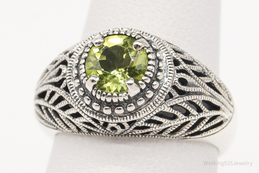 Vintage CNA Peridot Filigree Sterling Silver Ring - Size 6 | Jewelry > Rings | Wiccan Center