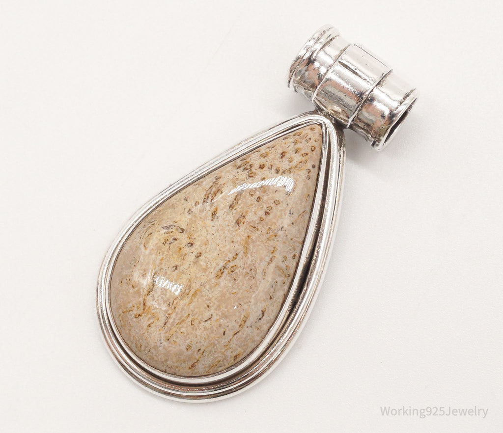 Vintage Large Fossil Sterling Silver Necklace Pendant | Jewelry > Necklaces > Pendants | Wiccan Center