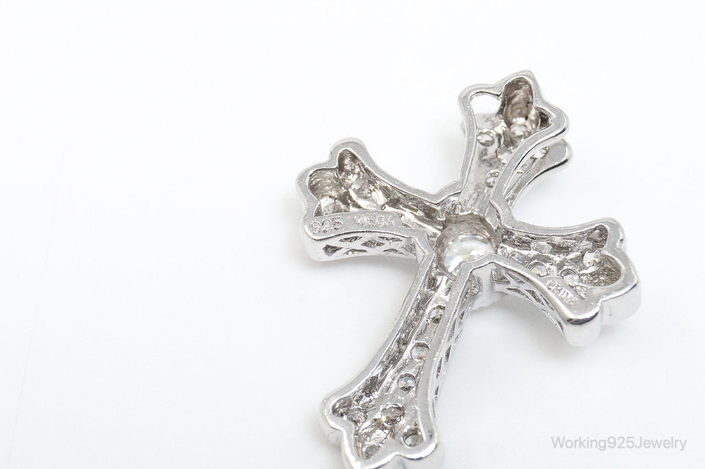 Vintage Designer MEDA Cubic Zirconia Cross Sterling Silver Necklace Pendant | Jewelry > Necklaces > Pendants | Wiccan Center