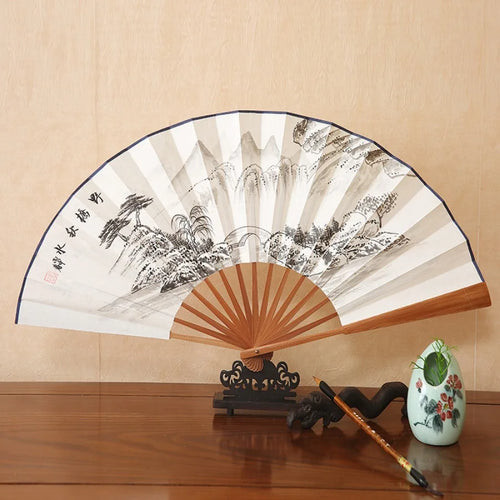 1Pcs Chinese Style Retro Folding Silk Fan Decorative Men Pocket Bamboo Handle Hand Held Fan Party Favors Home Decoration Crafts | Fans | Wiccan Center