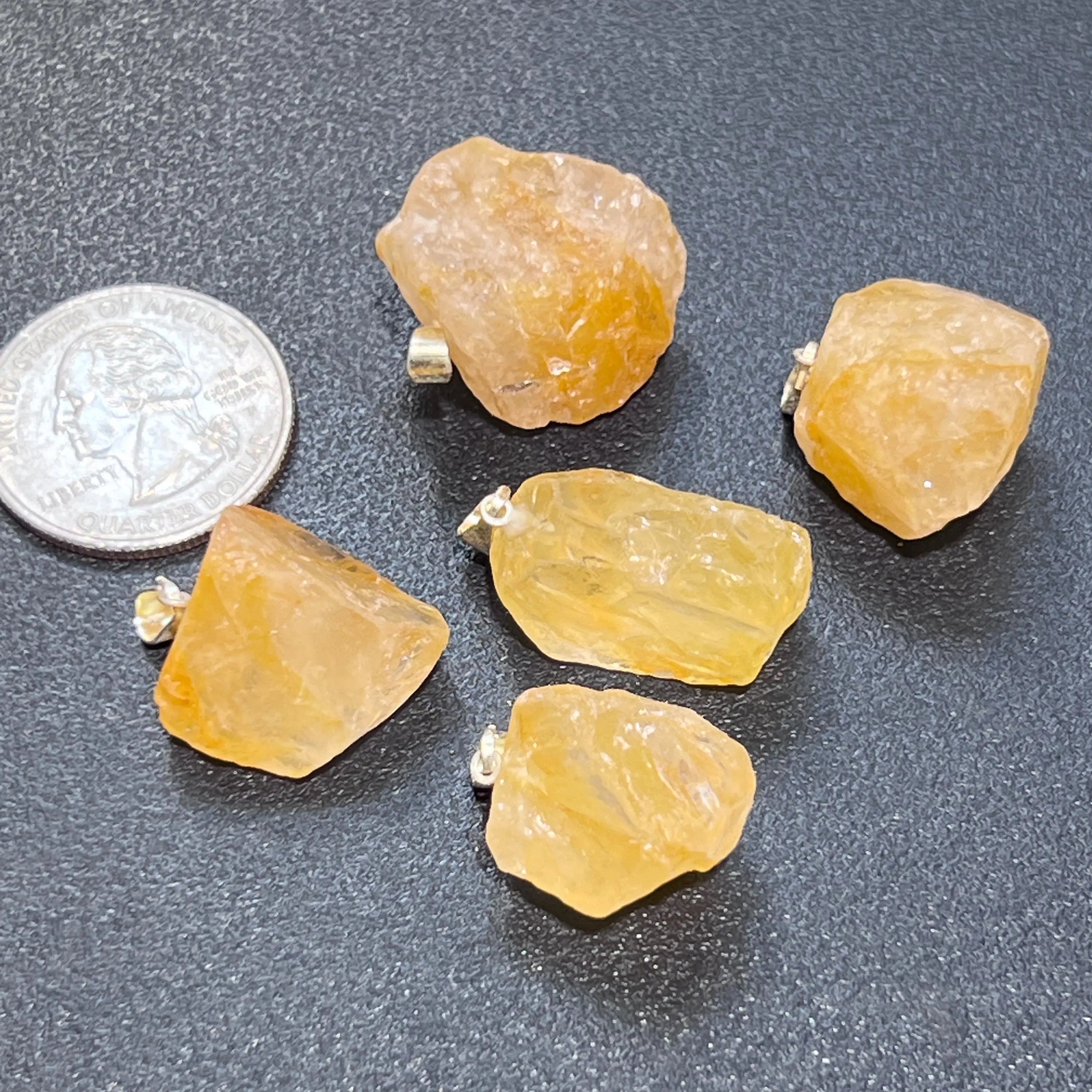 Raw Golden Healer Quartz Crystal Small Petite Pendant (Silver Plated Bail) Rough Jewelry Supply Necklace Charm | Jewelry > Necklaces > Crystal Necklaces | Wiccan Center
