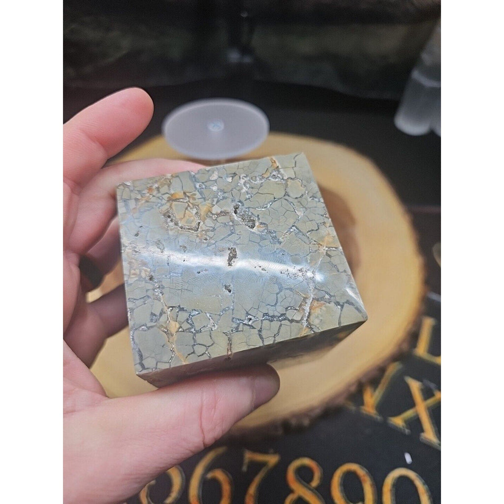 1.87LB 1Pcs Natural Ocean Jasper Onyx Quartz Crystal Geode Square Heptahedron | Geodes & Clusters | Wiccan Center