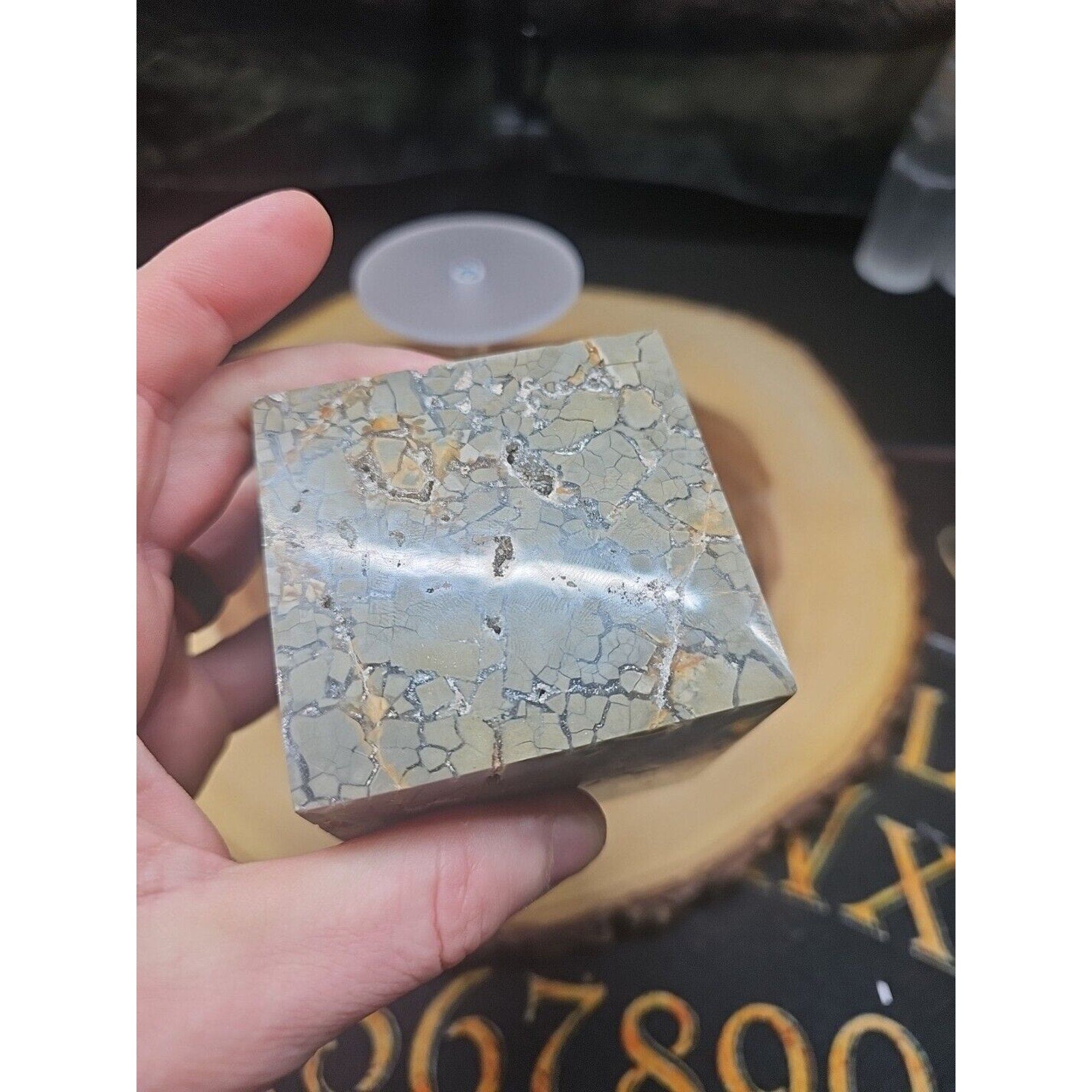 1.87LB 1Pcs Natural Ocean Jasper Onyx Quartz Crystal Geode Square Heptahedron | Geodes & Clusters | Wiccan Center