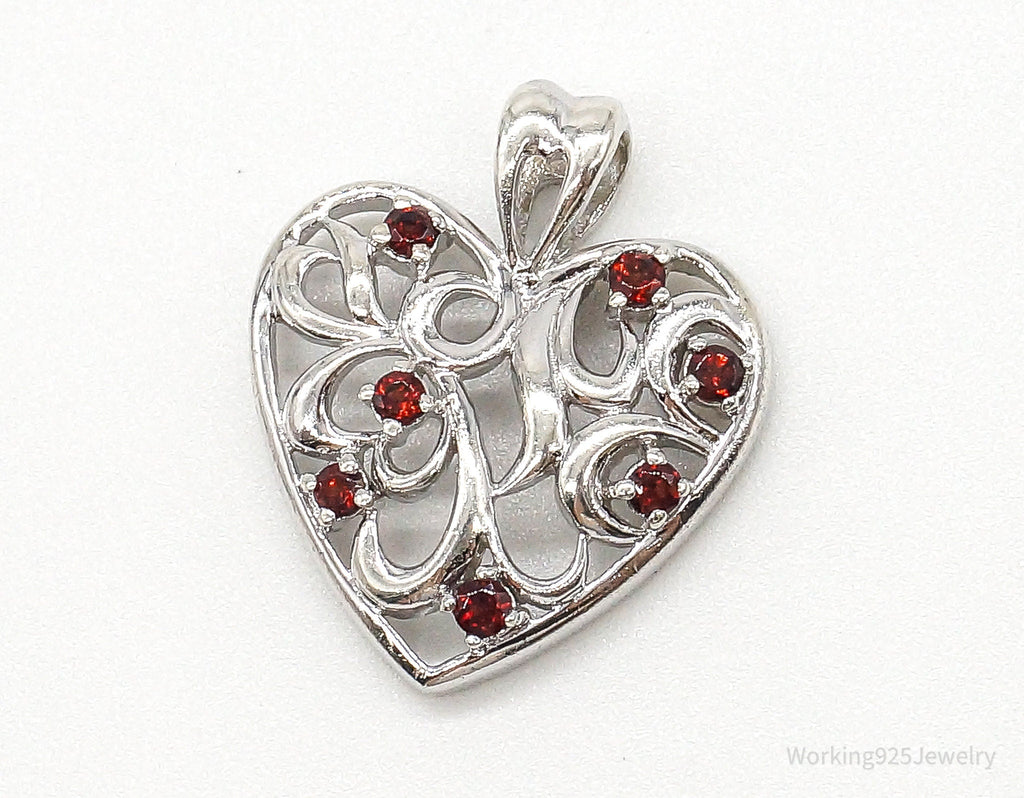 Vintage Designer CID Garnet Heart Sterling Silver Pendant | Jewelry > Necklaces > Pendants | Wiccan Center