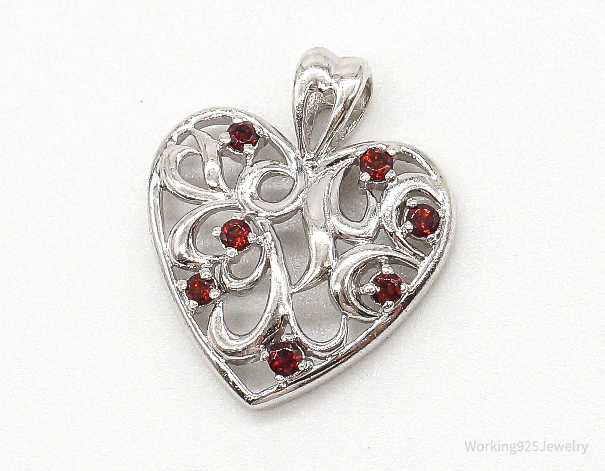 Vintage Designer CID Garnet Heart Sterling Silver Pendant | Jewelry > Necklaces > Pendants | Wiccan Center