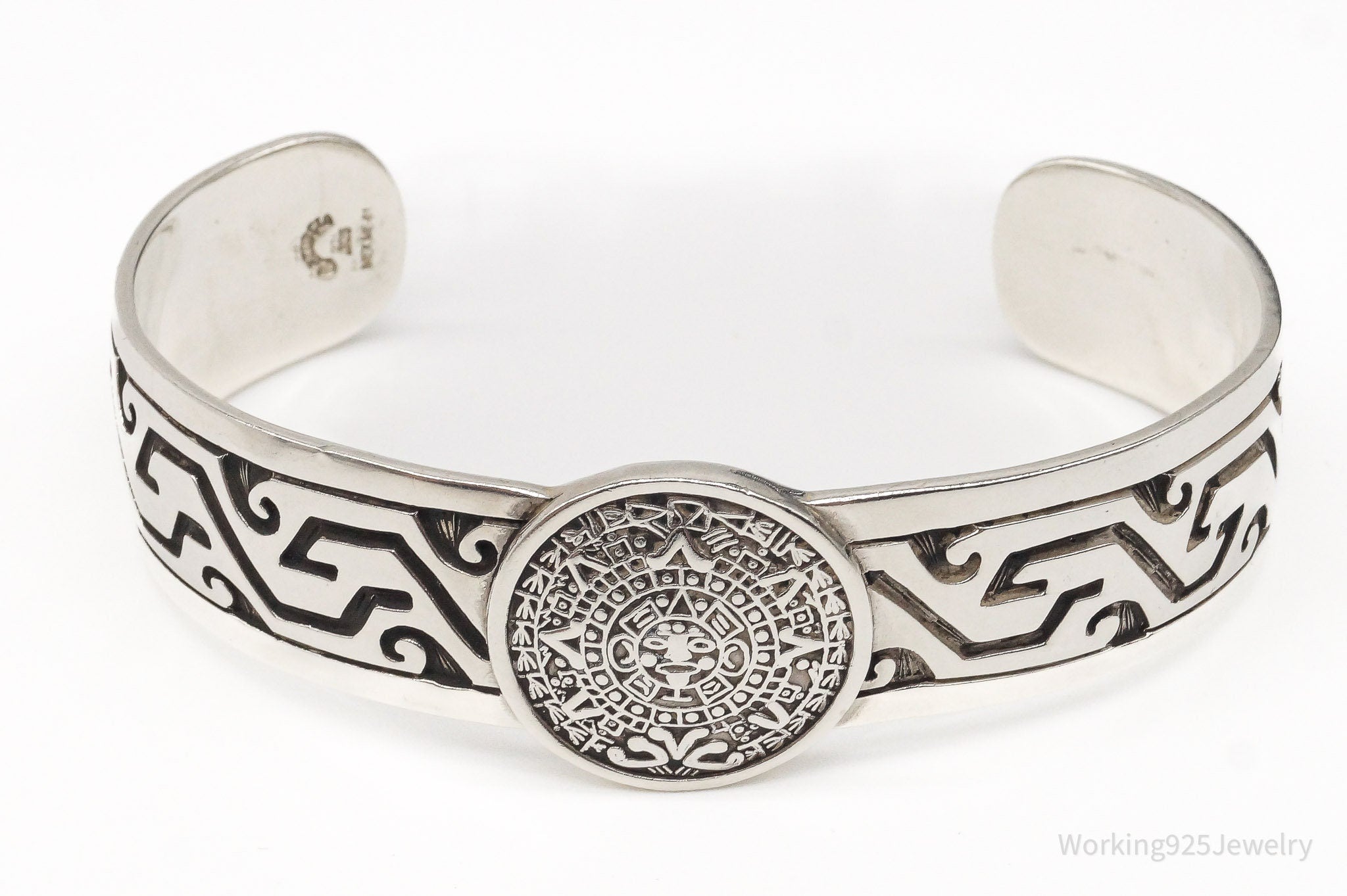 Vintage Escorcia Mexico Mayan Calendar Sterling Silver Cuff Bracelet | Jewelry > Bracelets | Wiccan Center