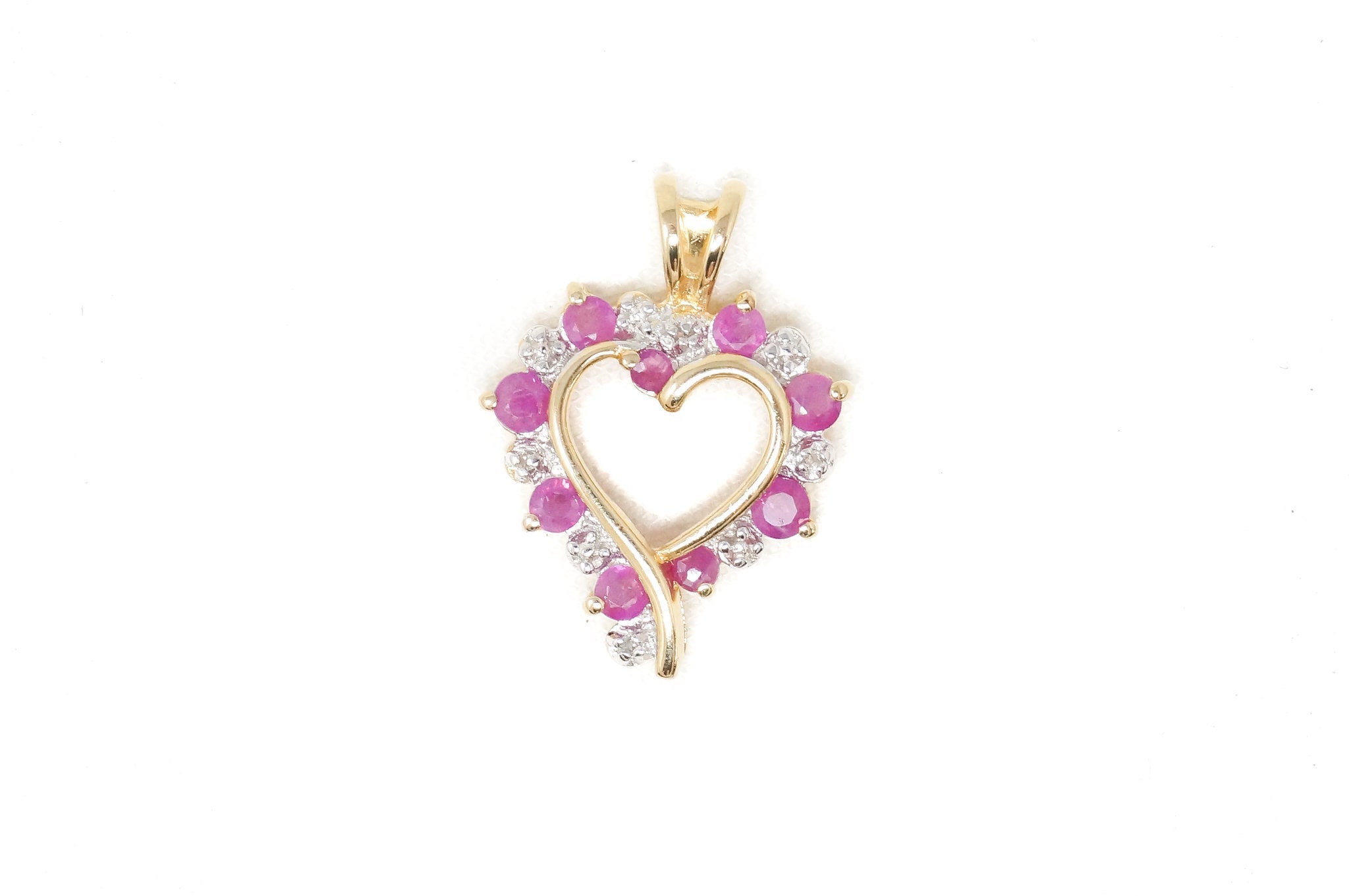 Vintage Ruby Heart Cubic Zirconia Gold Vermeil Sterling Silver Necklace Pendant | Jewelry > Necklaces > Pendants | Wiccan Center