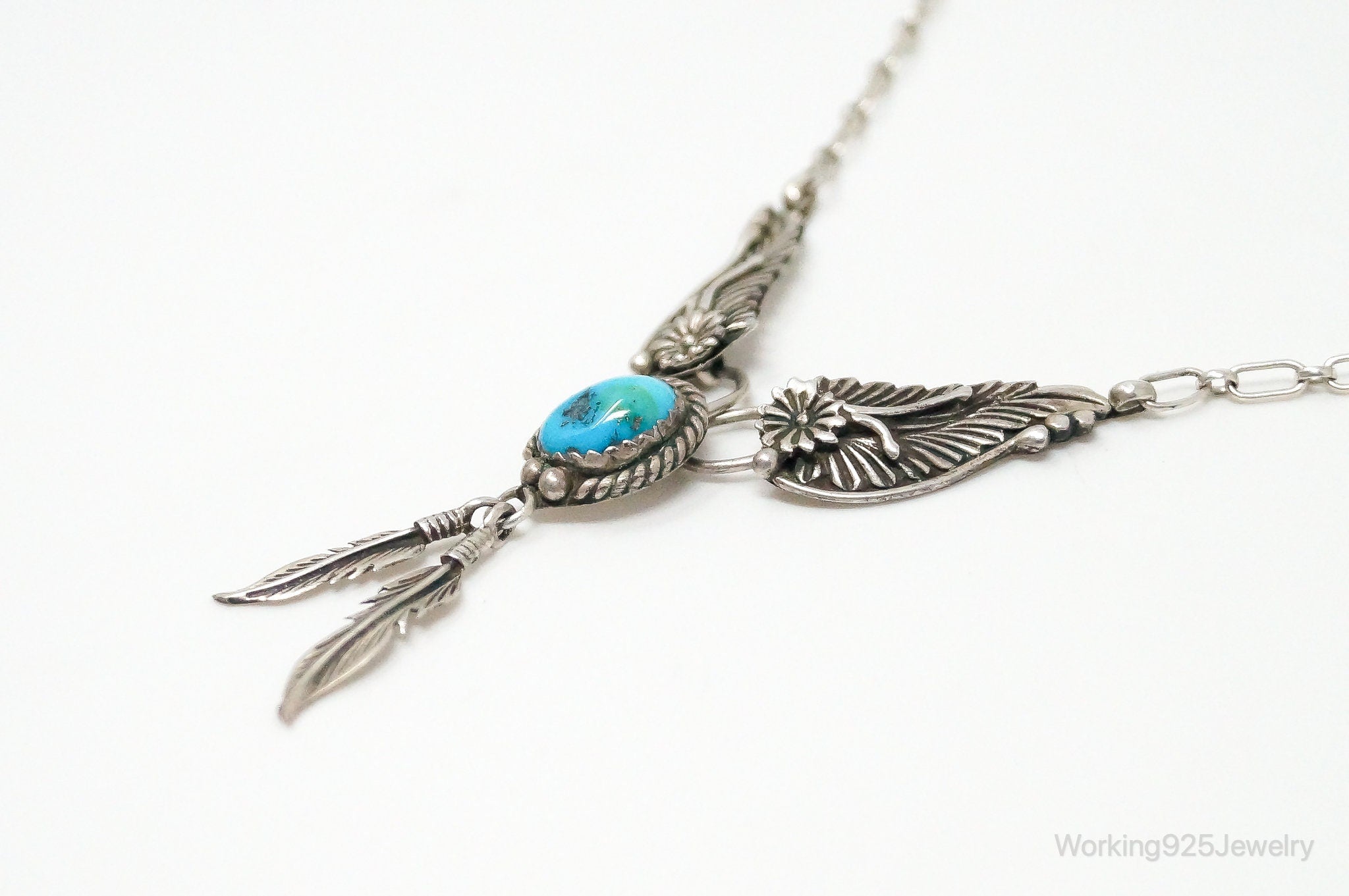 Vintage Native American Unsigned Turquoise Sterling Silver Necklace | Jewelry > Necklaces > Pendants | Wiccan Center