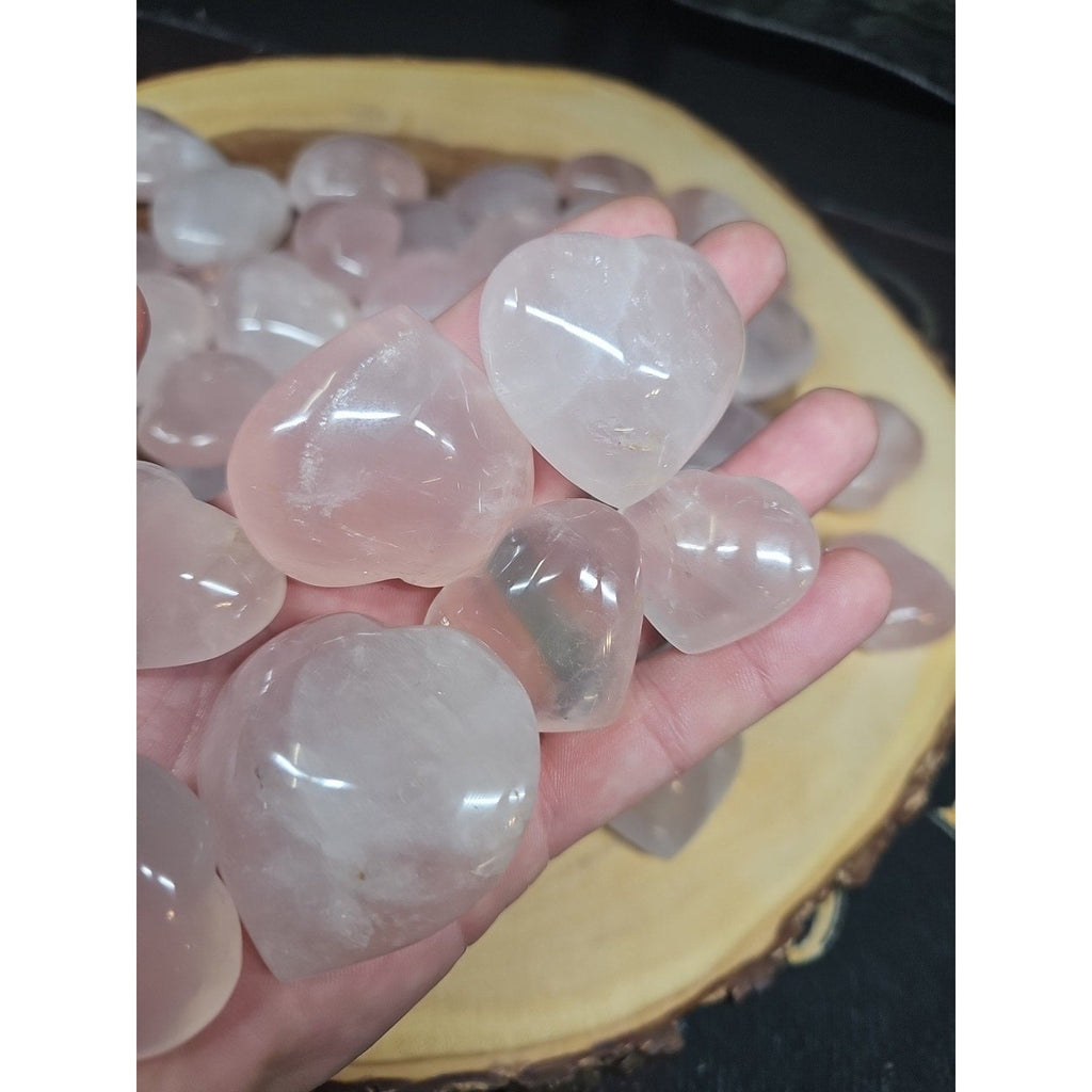5Pcs Natural Pink Rose Quartz Crystal Heart Carved Palm Stone | Palm Stones & Tumbled Crystals | Wiccan Center