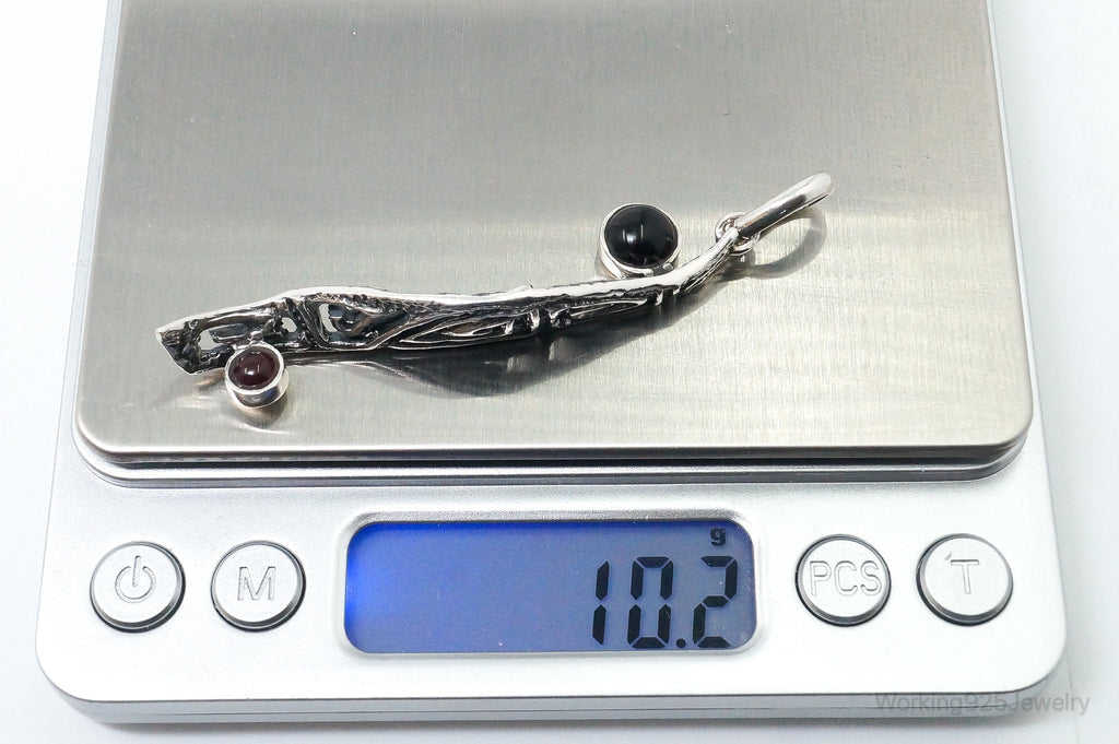 Unique Designer KARA Black Onyx Ruby Sterling Silver Necklace Pendant | Jewelry > Necklaces > Pendants | Wiccan Center