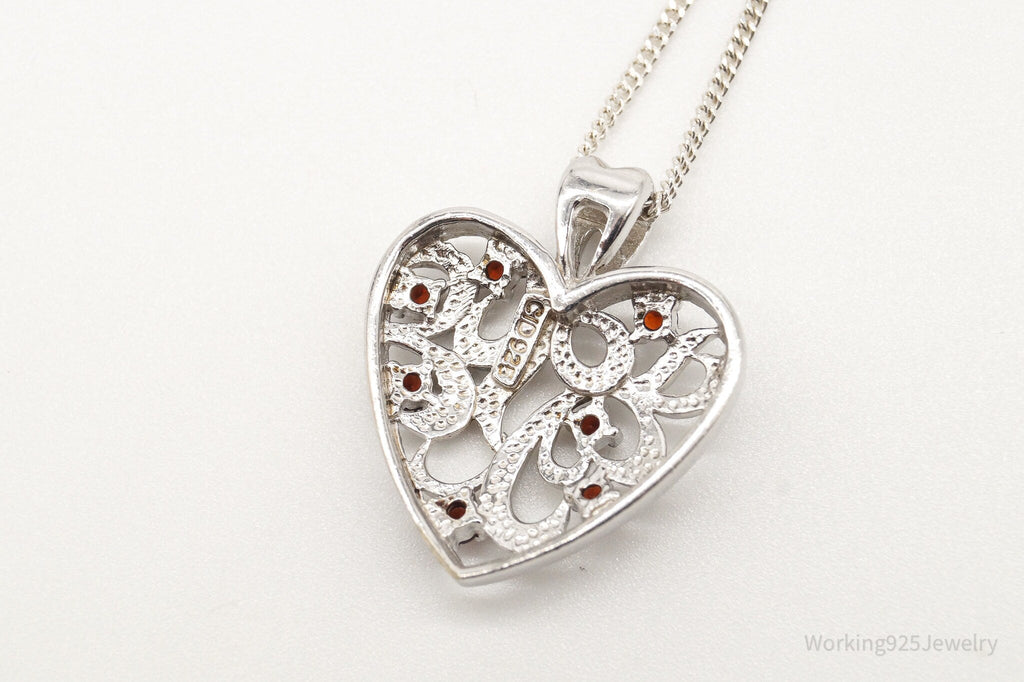 Vintage Garnet Heart Sterling Silver Necklace | Jewelry > Necklaces > Pendants | Wiccan Center