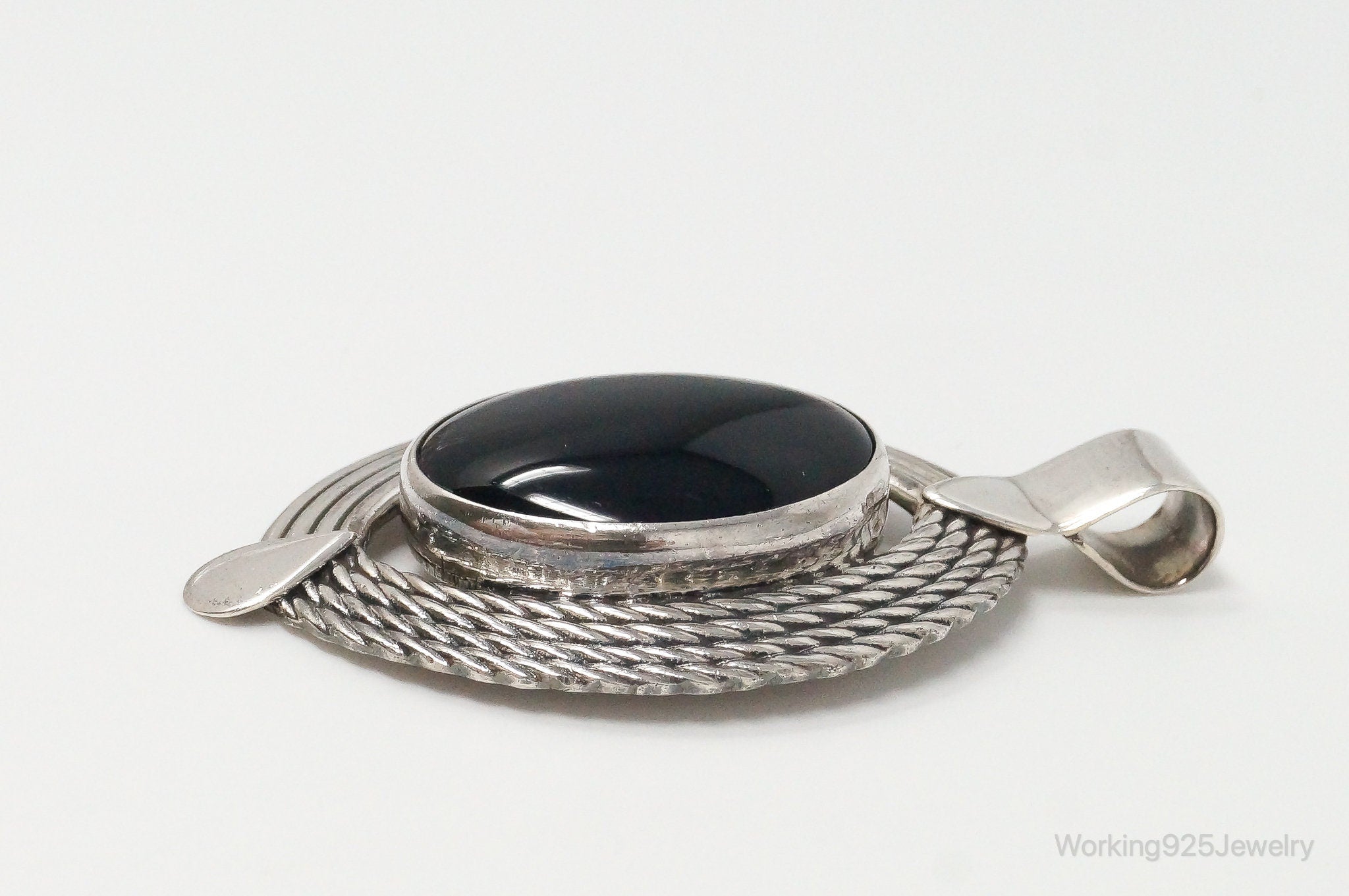Large Mexico Designer ATI Black Onyx Southwestern Sterling Silver Pendant | Jewelry > Necklaces > Pendants | Wiccan Center