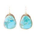 Agave Genuine Blue Turquoise and Golden Drop Earrings | Earrings | Wiccan Center