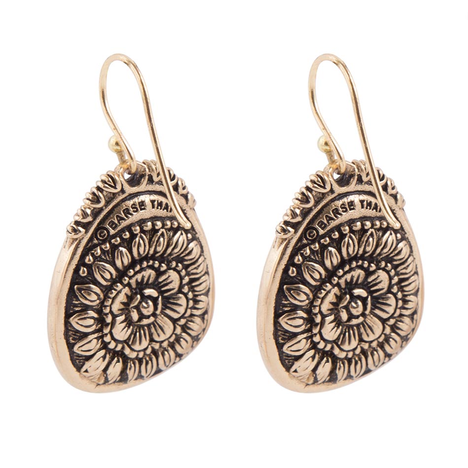 Agave Genuine Blue Turquoise and Golden Drop Earrings | Earrings | Wiccan Center
