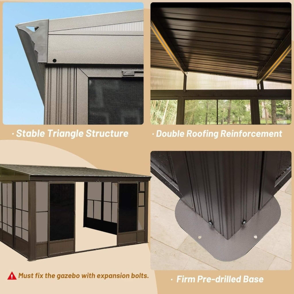[10X12FT] Alora Atrium Premium Against Wall Mounted Solarium Sunroom With Galvanized Steel Sloping Roof (SAK96375) | Sunrooms | Wiccan Center