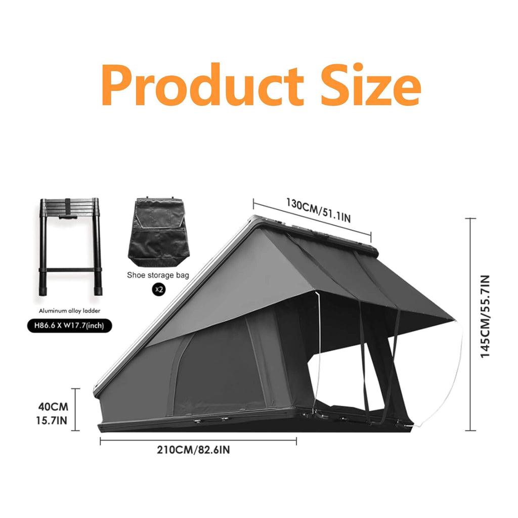 Trailora Nova Aluminum Hard Shell Rooftop Tent With Ladder, Tri-Color LED Lighting, And Memory Foam Mattress [2-3 People] (SAK57409) | Rooftop Tents | Wiccan Center