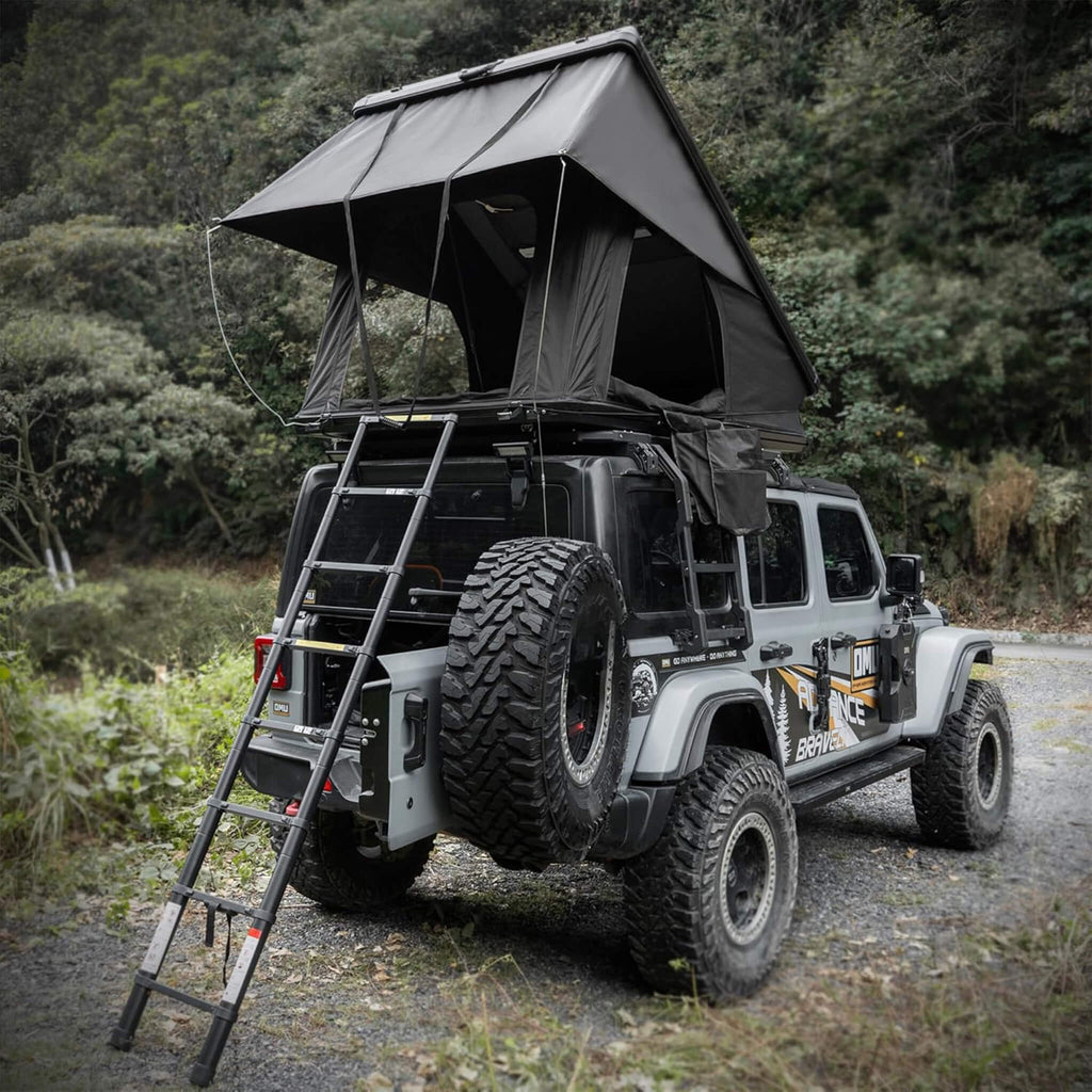 Trailora Nova Aluminum Hard Shell Rooftop Tent With Ladder, Tri-Color LED Lighting, And Memory Foam Mattress [2-3 People] (SAK57409) | Rooftop Tents | Wiccan Center