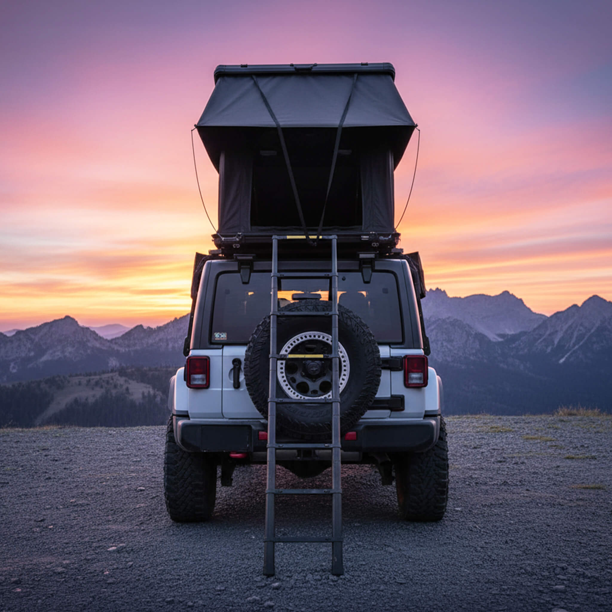 Trailora Nova Aluminum Hard Shell Rooftop Tent With Ladder, Tri-Color LED Lighting, And Memory Foam Mattress [2-3 People] (SAK57409) | Rooftop Tents | Wiccan Center