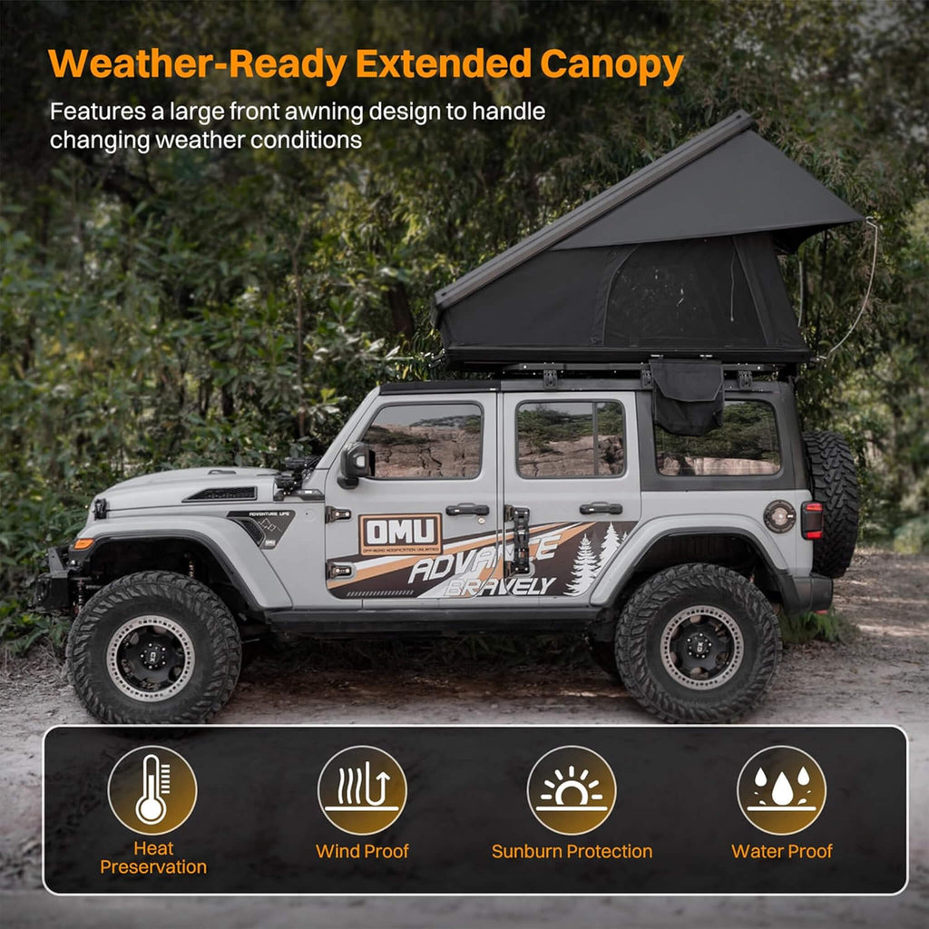 Trailora Nova Aluminum Hard Shell Rooftop Tent With Ladder, Tri-Color LED Lighting, And Memory Foam Mattress [2-3 People] (SAK57409) | Rooftop Tents | Wiccan Center