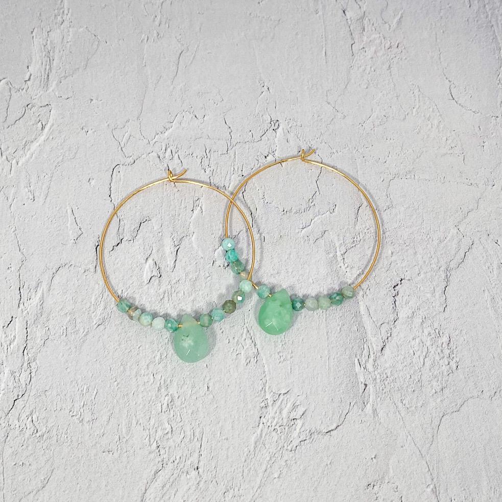 Amazonite 14K Gold Filled Hoop Earrings With Teardrop | Jewelry & Watches | Wiccan Center