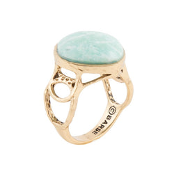 Blue Amazonite and Golden Bronze Circle Dance Ring | Rings | Wiccan Center