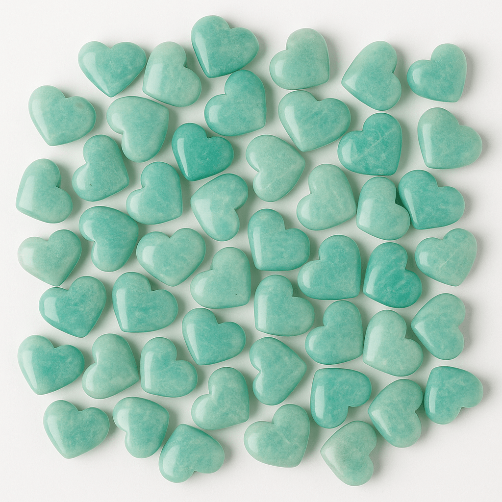 Amazonite Mini Hearts – Calming Blue-Green (Per LB)