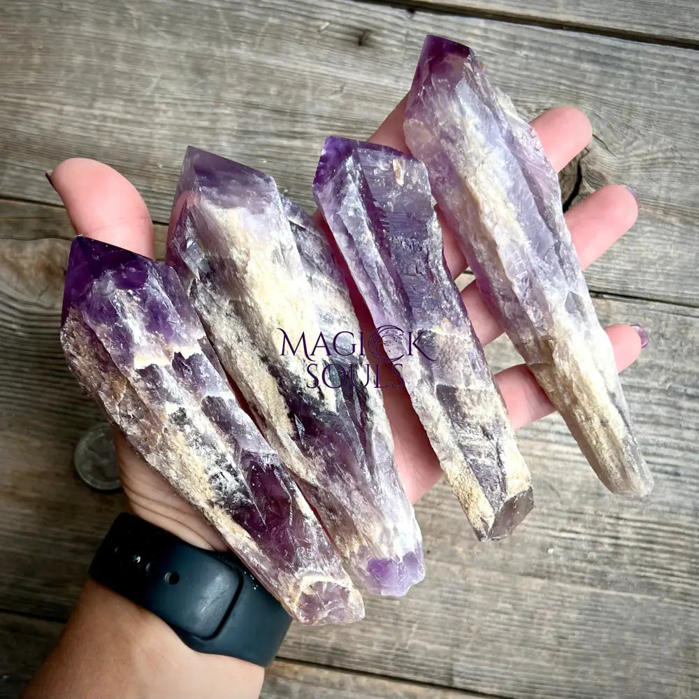 Amethyst Dragon Tooth Elestial Root Wand Point — Bahia Brazil Crystal | Rocks & Fossils | Wiccan Center