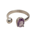 Amethyst Open Wrap Ball Ring Sterling Silver Adjustable February Birthstone | Rings | Wiccan Center